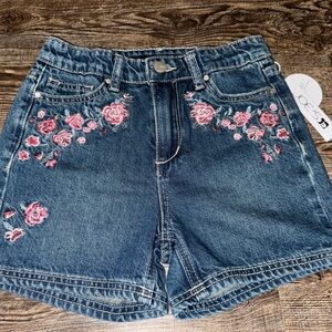 Joe’s Embroidered Denim Shorts with Pink Floral Design Girls Sz 10